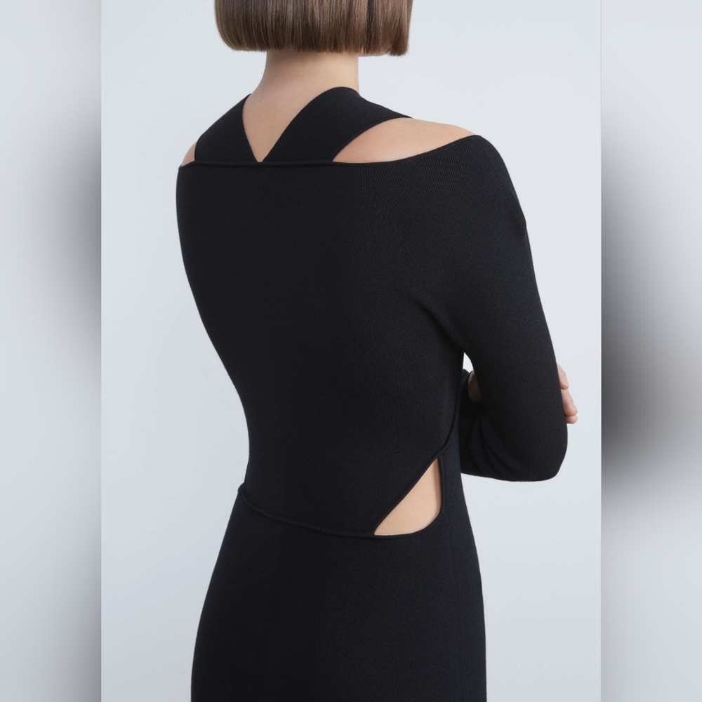 Lafayette 148 New York MATTE CREPE CUTOUT SWEATER DRESS